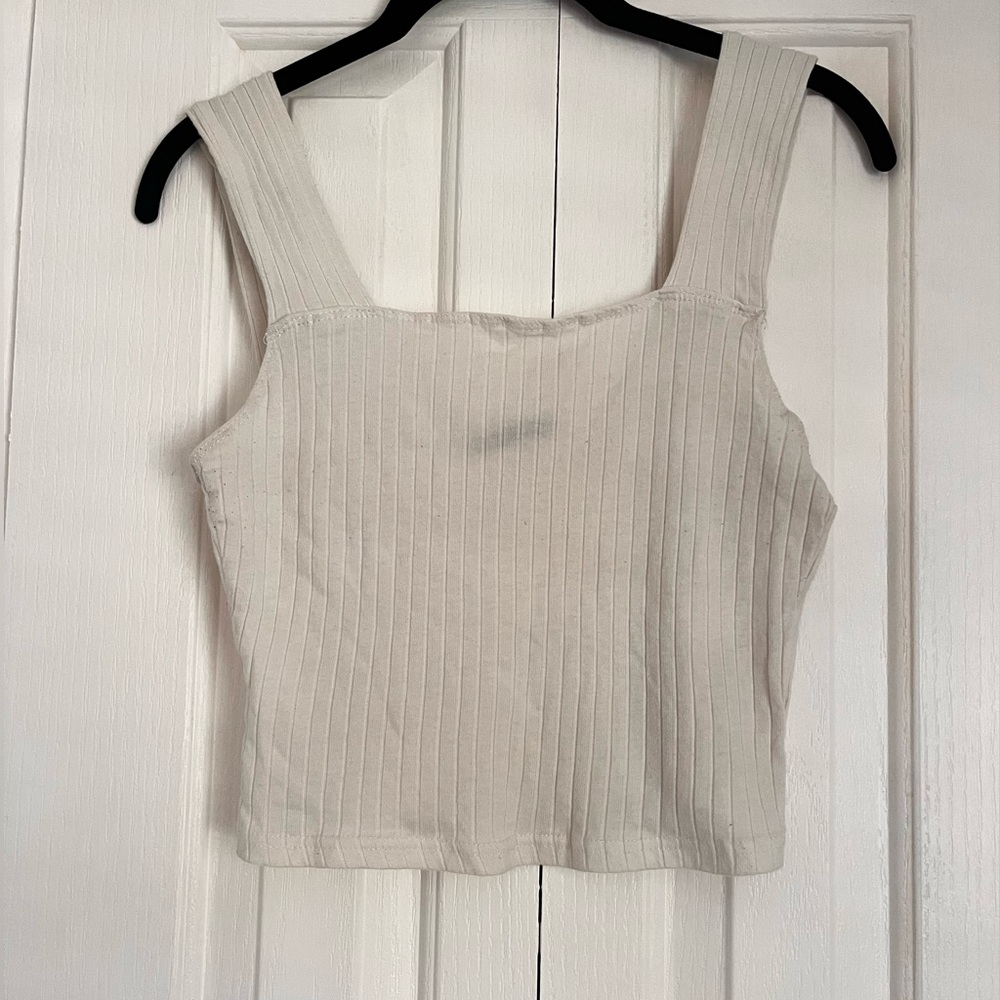 White Ribbed Women's Top
